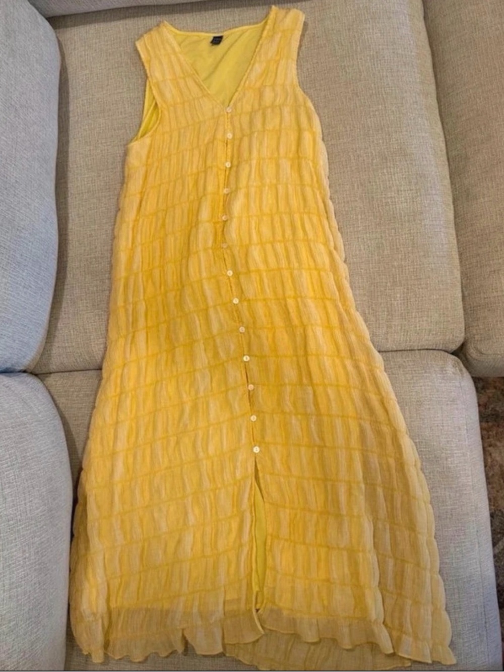 Women’s Yellow Button-Front Sleeveless Maxi Dress